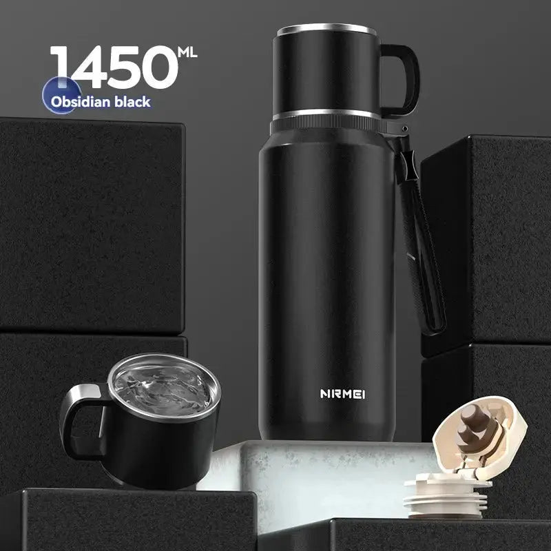 1.5L Stainless Steel Thermos Bottle – Vacuum Insulated Flask for Hot Coffee, Tea & Cold Drinks  Adomoo