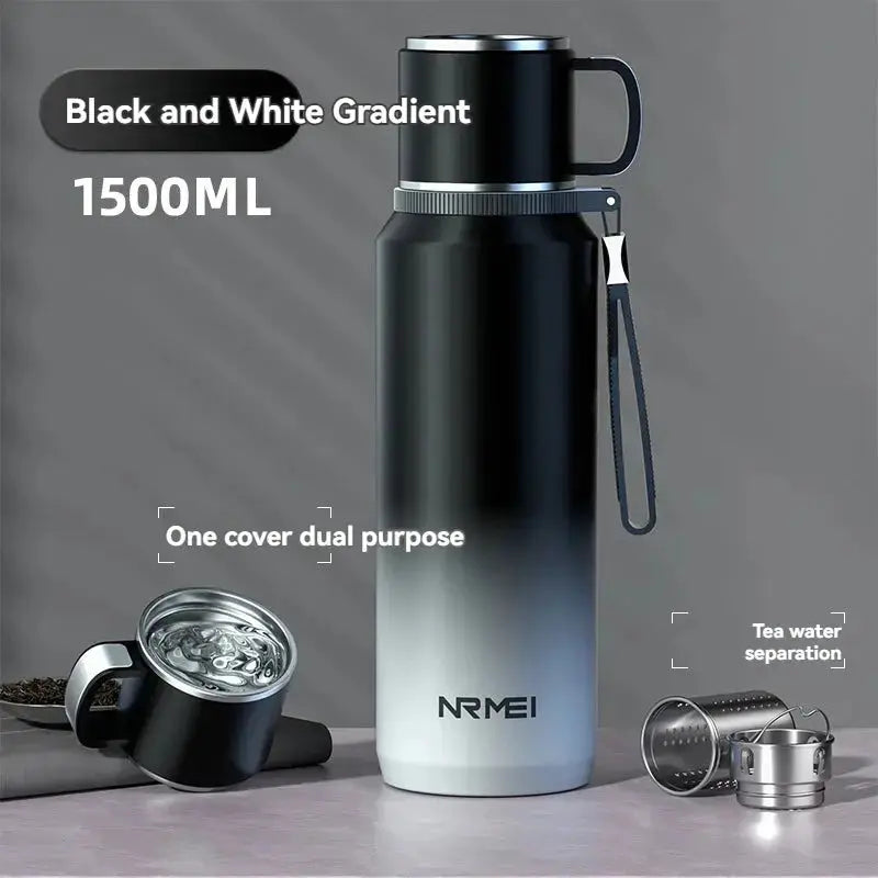1.5L Stainless Steel Thermos Bottle – Vacuum Insulated Flask for Hot Coffee, Tea & Cold Drinks  Adomoo