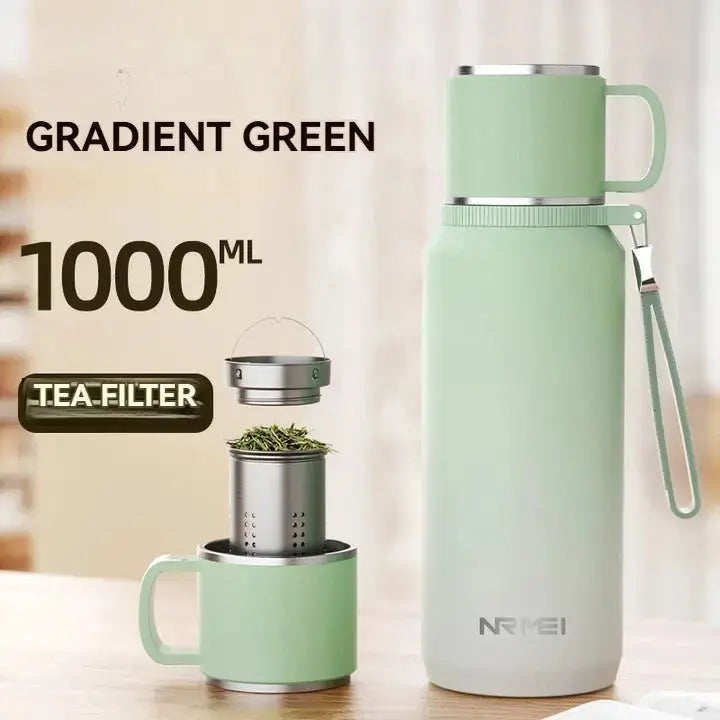 1.5L Stainless Steel Thermos Bottle – Vacuum Insulated Flask for Hot Coffee, Tea & Cold Drinks  Adomoo