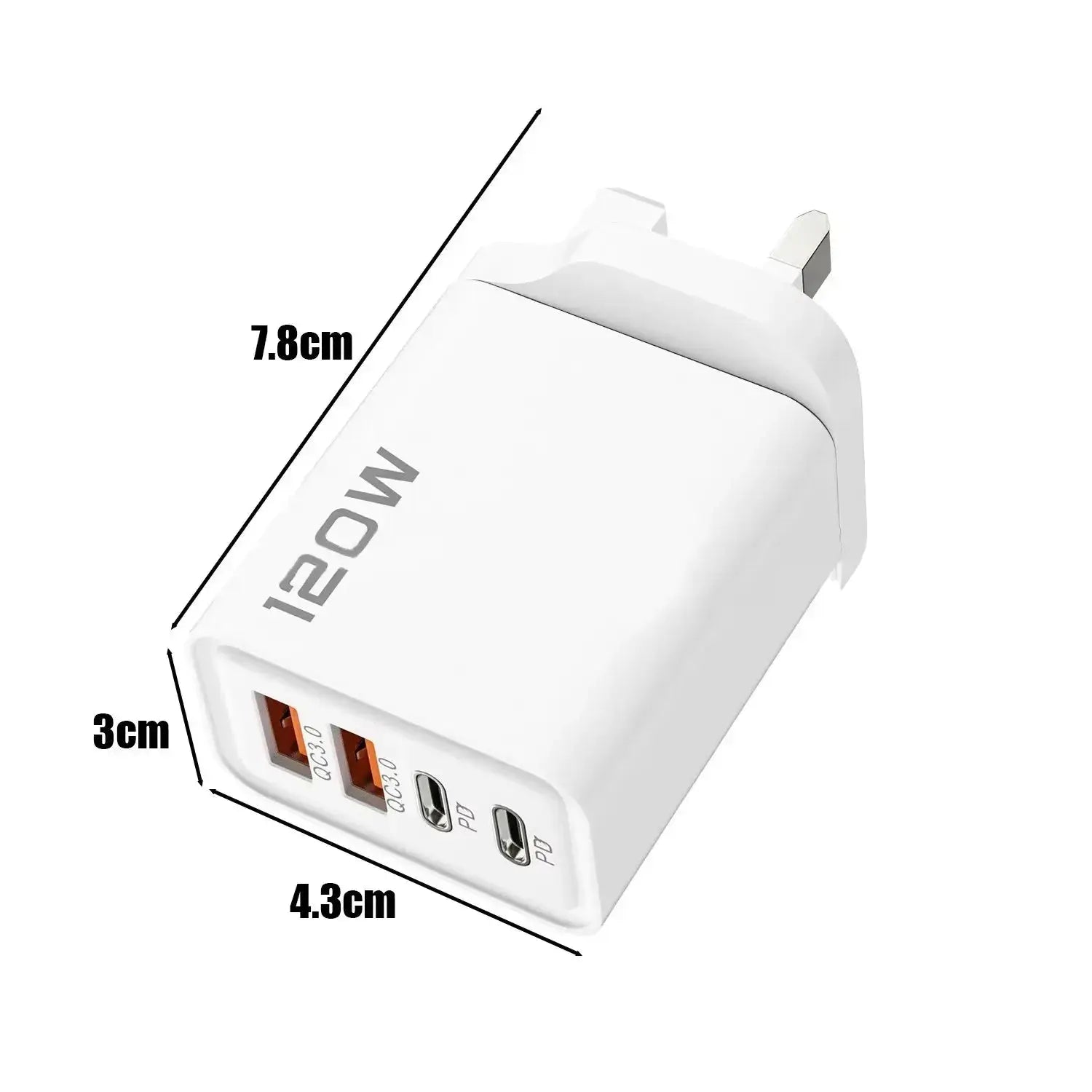120W 4 Port USB Type C Charger Fast Charging Data Cable USB Phone Charger Adapter for Samsung IPhone Xiaomi Huawei Wall Charger  Adomoo