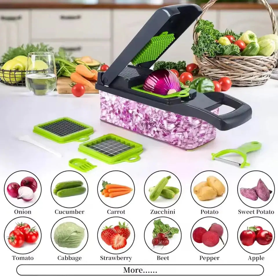 16/25 in 1 Multifunctional Vegetable Chopper Handle Food Grate Food Chopper Vegetable Slicer Dicer Cut Kitchen Items cocina tool  Adomoo