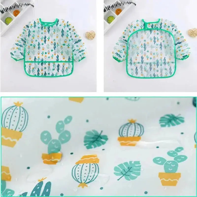 Baby Bibs New Cute Children Baby Stuff Toddler Waterproof Long Sleeve Art Smock Feeding Bib Apron for Kids 1-4 Years  Adomoo