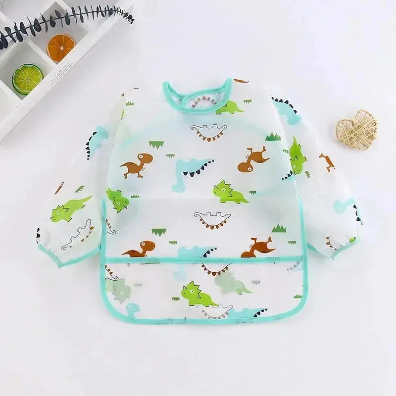 Baby Bibs New Cute Children Baby Stuff Toddler Waterproof Long Sleeve Art Smock Feeding Bib Apron for Kids 1-4 Years  Adomoo