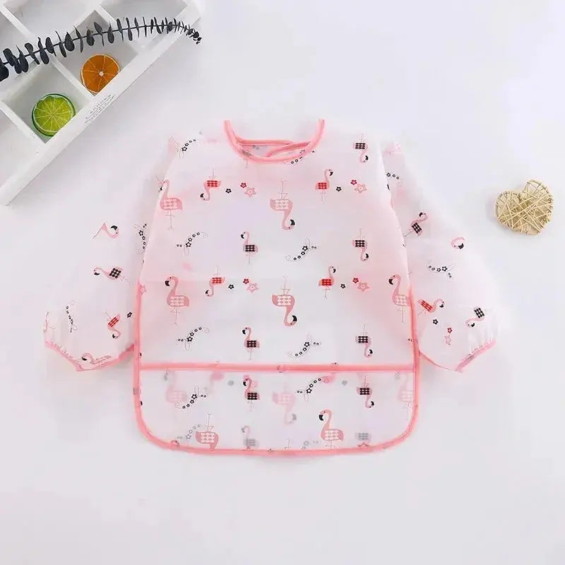 Baby Bibs New Cute Children Baby Stuff Toddler Waterproof Long Sleeve Art Smock Feeding Bib Apron for Kids 1-4 Years  Adomoo