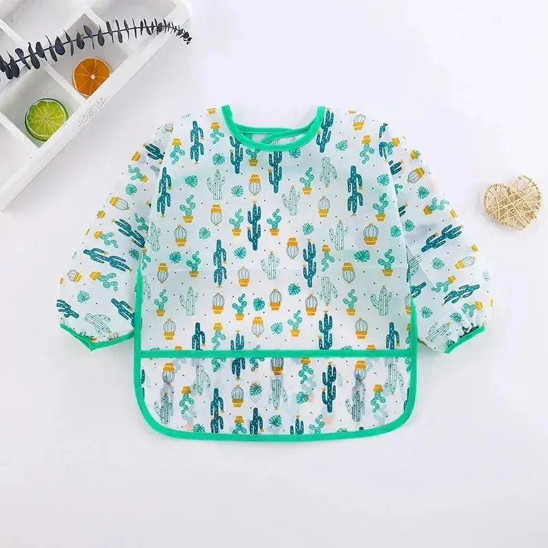 Baby Bibs New Cute Children Baby Stuff Toddler Waterproof Long Sleeve Art Smock Feeding Bib Apron for Kids 1-4 Years  Adomoo