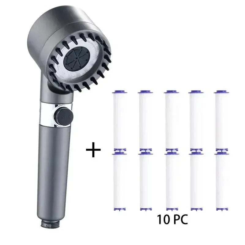 3 Modes High Pressure Portable , Filter, Rainfall Faucet Showerhead  Adomoo