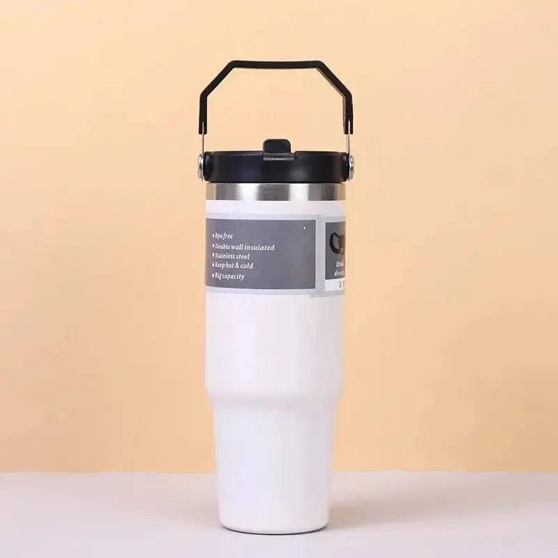 30oz Stainless Steel Thermos Mug with Tritan Lid & Handle – Double-Layer Vacuum Insulated for Hot & Cold Drinks  Adomoo