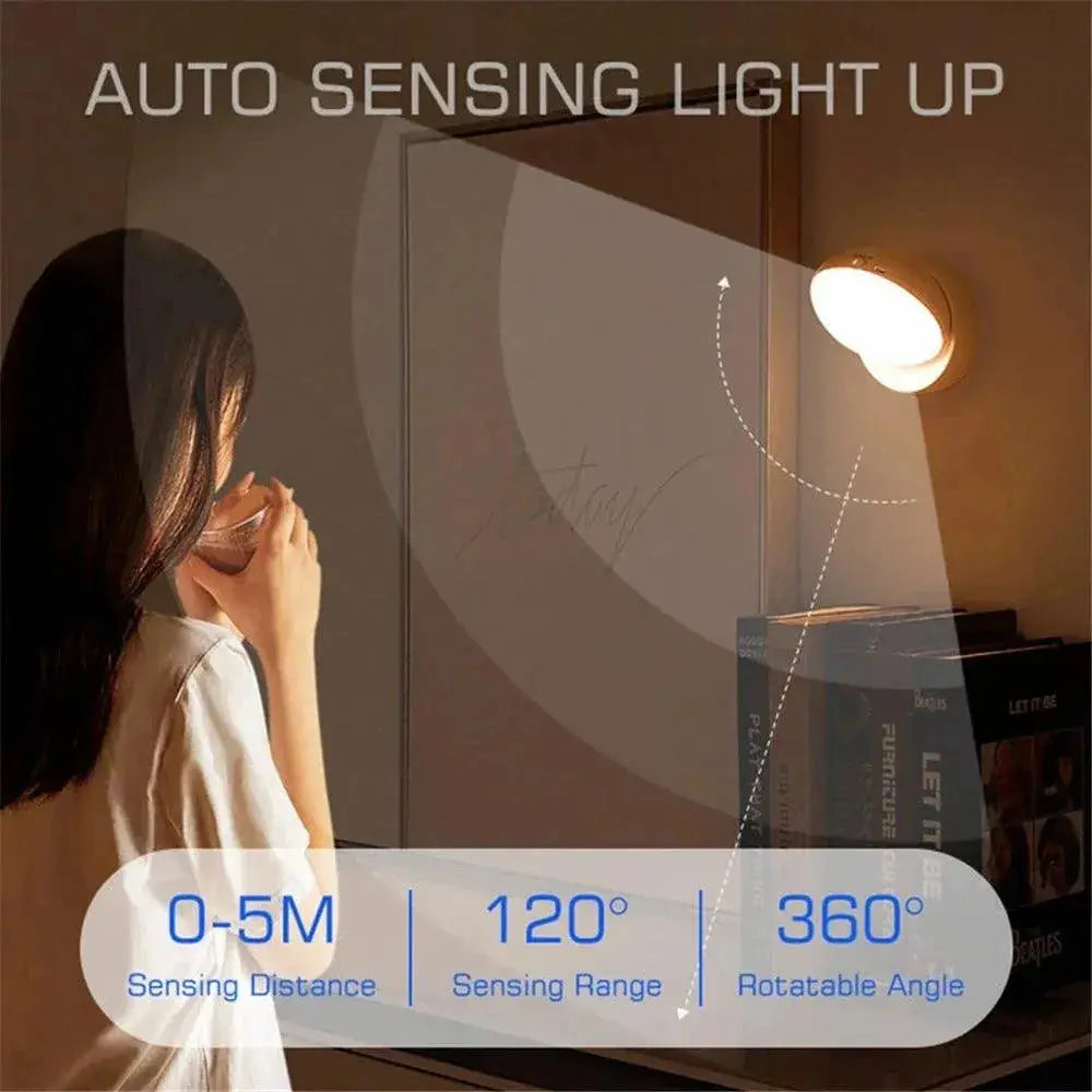 360 Rotating Human Body Induction LED Small Night Lamp Rechargeable  Adomoo