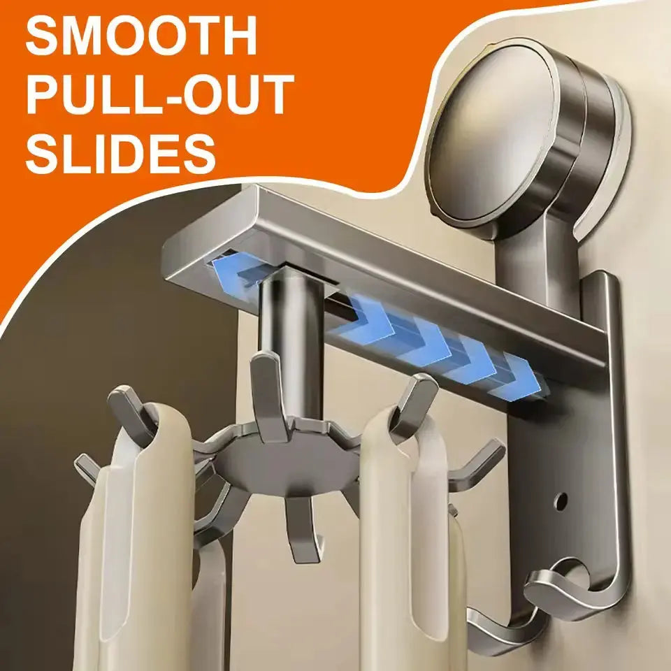 360° Swivel Wall Hangers Kitchen 10 Piece Hooks Rack No-Punching Kitchen Utensils Shovel Chopping Board Storage Stainless Steel  Adomoo