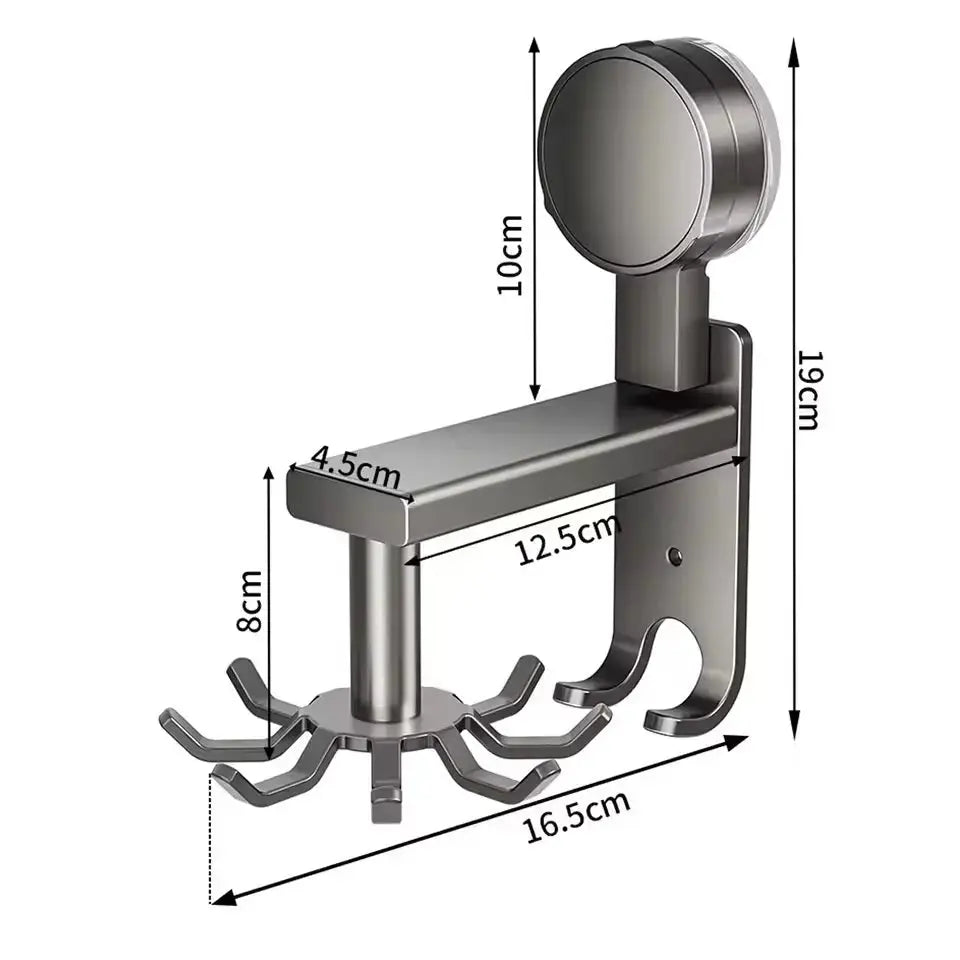 360° Swivel Wall Hangers Kitchen 10 Piece Hooks Rack No-Punching Kitchen Utensils Shovel Chopping Board Storage Stainless Steel  Adomoo