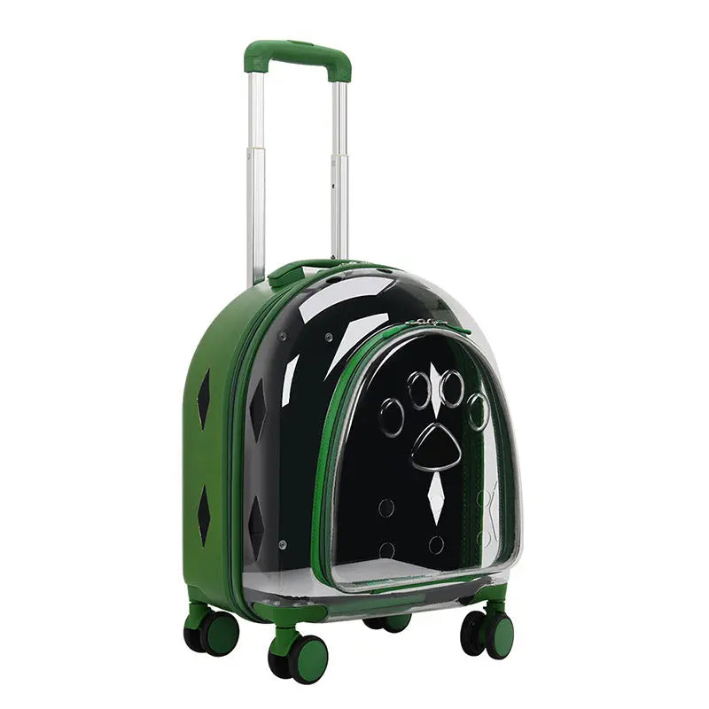 Fashion Creative Pet Trolley Bag Panoramic Transparent Dog Luggage  Adomoo