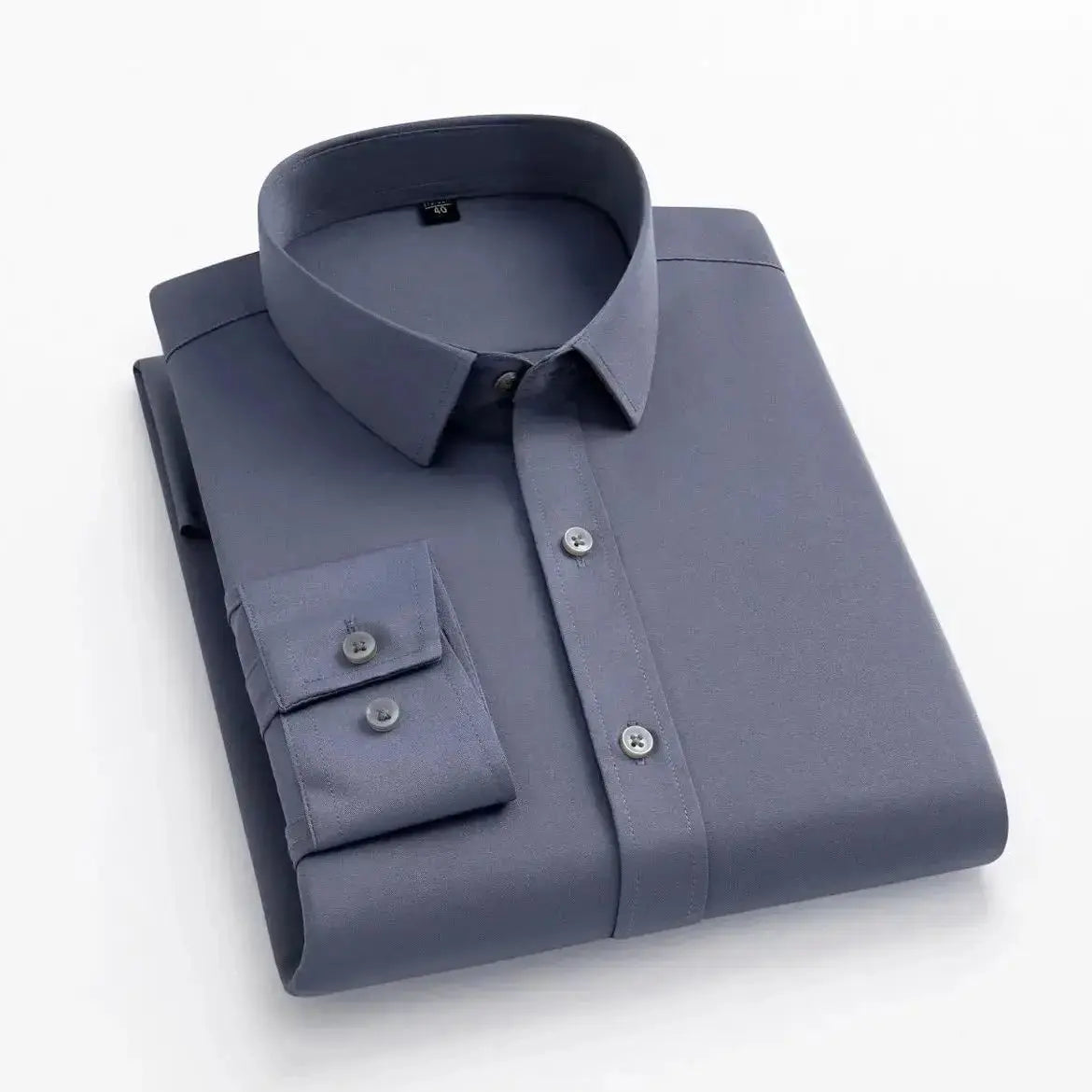 Men's long-sleeved, non-iron, elastic dress shirt for professional work attire. Stand-up collar (55-105kg)  Adomoo