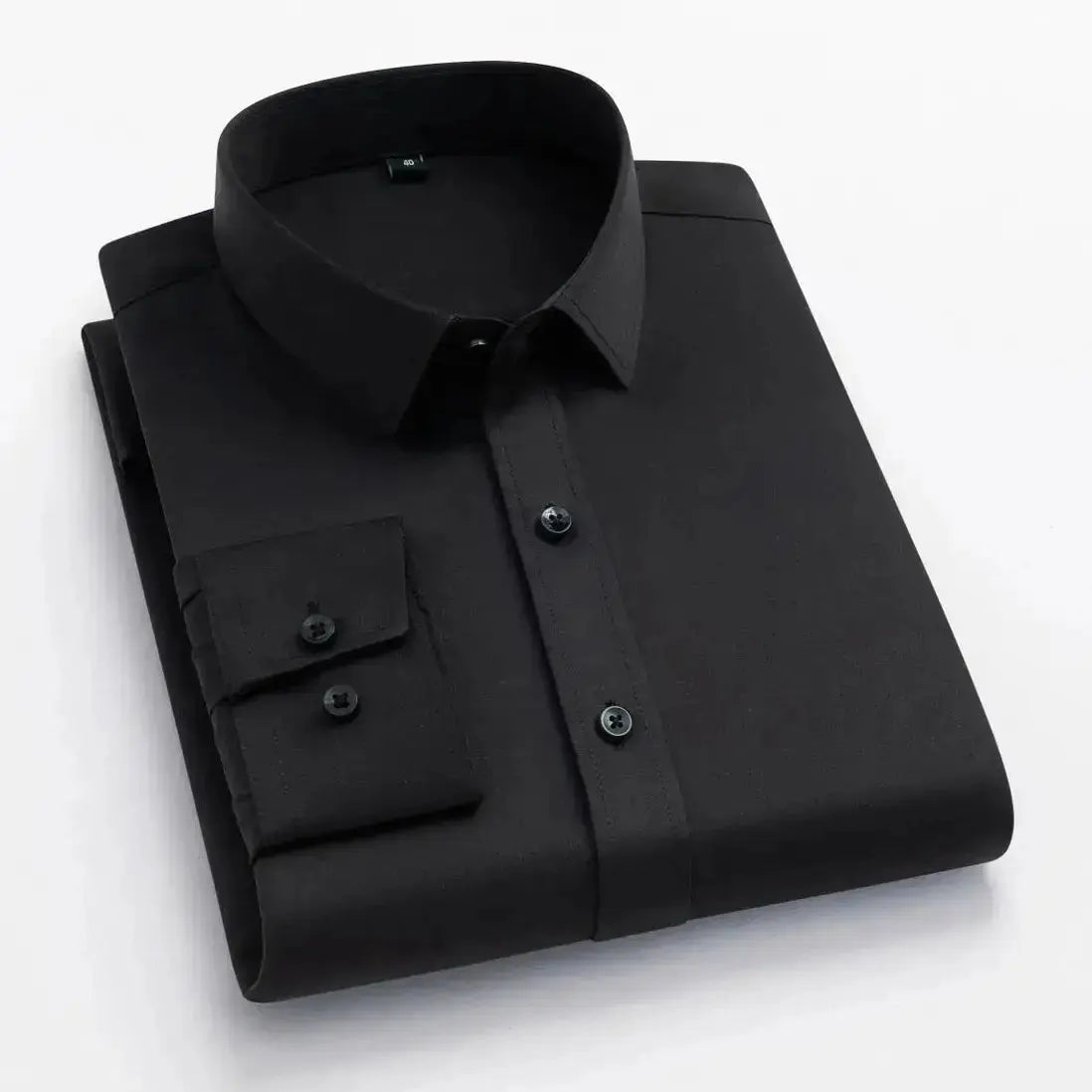 Men's long-sleeved, non-iron, elastic dress shirt for professional work attire. Stand-up collar (55-105kg)  Adomoo