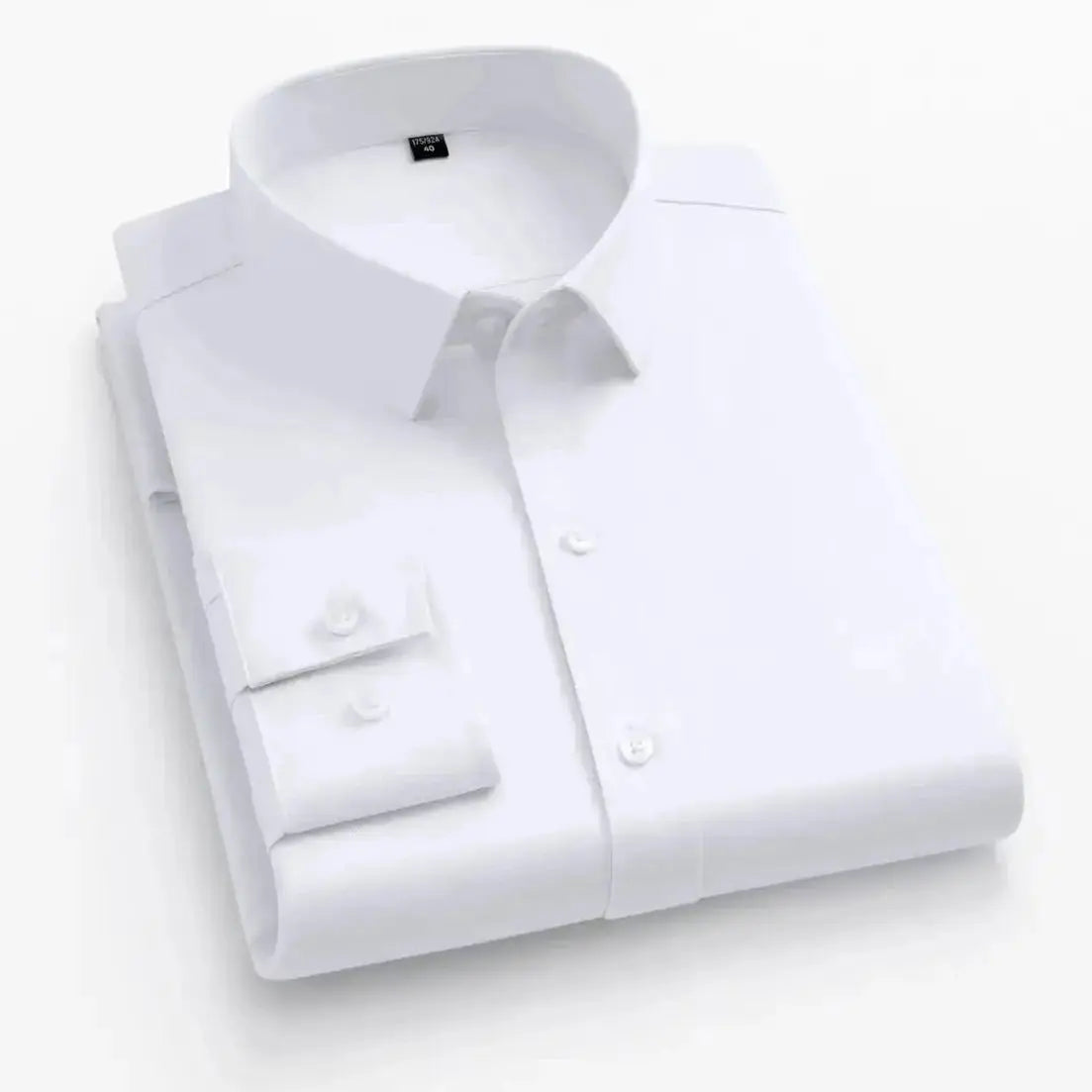 Men's long-sleeved, non-iron, elastic dress shirt for professional work attire. Stand-up collar (55-105kg)  Adomoo