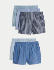 5pk Pure Cotton Striped Woven Boxers  Adomoo