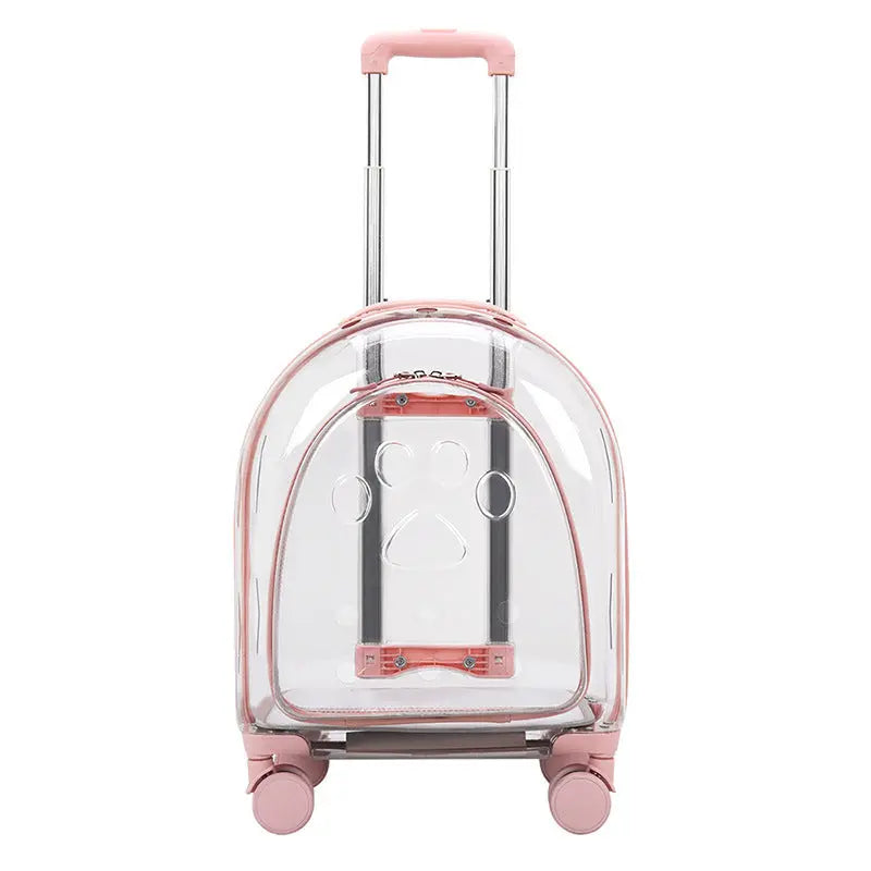 Fashion Creative Pet Trolley Bag Panoramic Transparent Dog Luggage  Adomoo