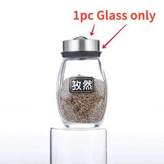 7-Piece Spice Jar Set with Rotating Rack. Glass Seasoning & Salt Shakers Storage  Adomoo