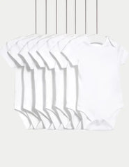 7pk Pure Cotton Short Sleeve Bodysuits (5lbs-3 Yrs)  Adomoo