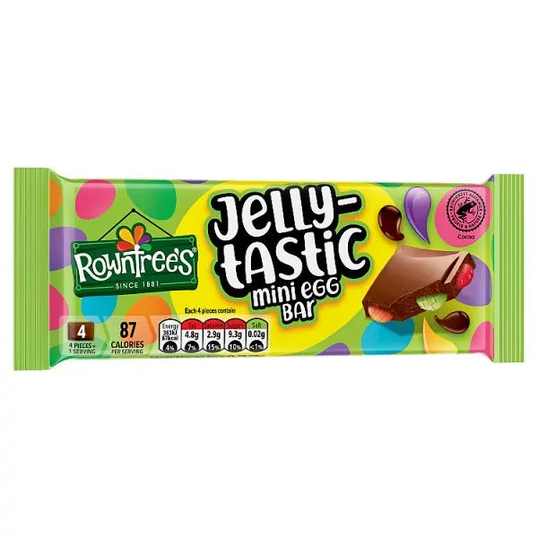 Rowntree's Jelly-Tastic Mini Egg Chocolate Sharing Bar 100g (Case of 18)  Adomoo