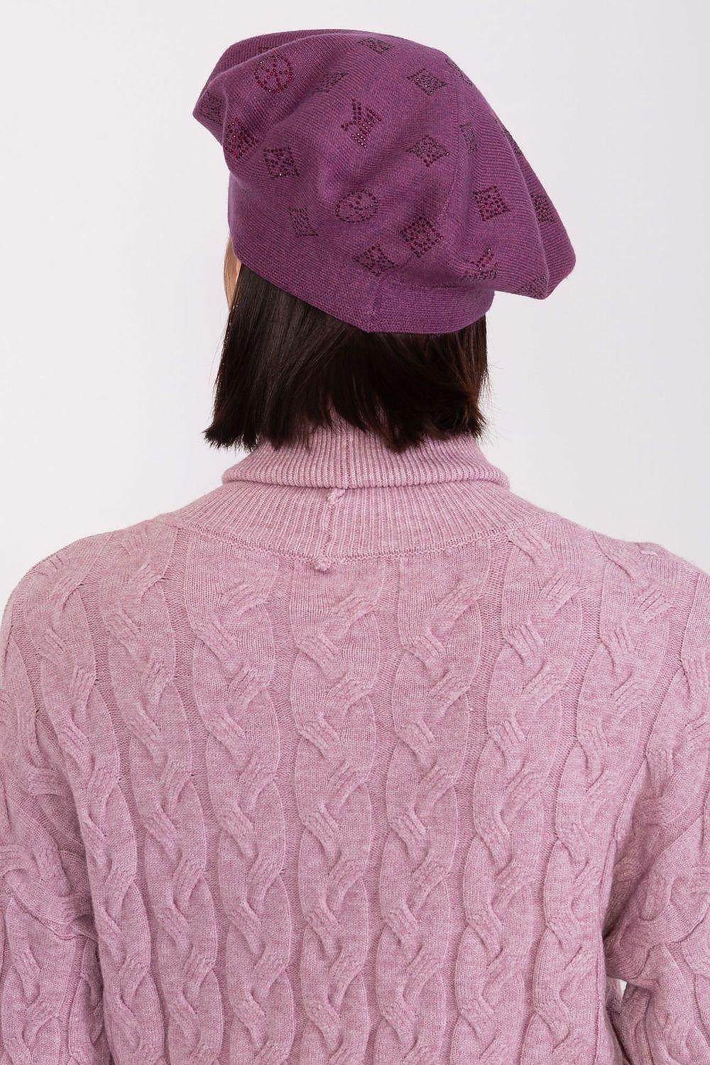 AT Knitted beret with interesting rhinestone application.  Adomoo