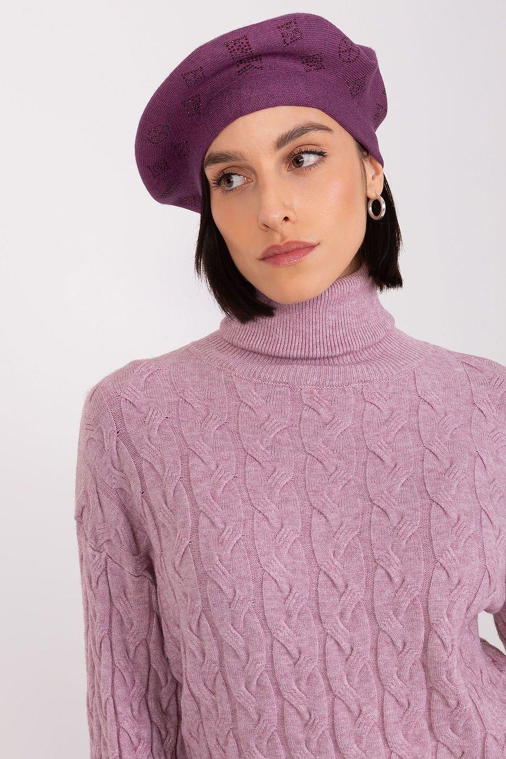 AT Knitted beret with interesting rhinestone application.  Adomoo
