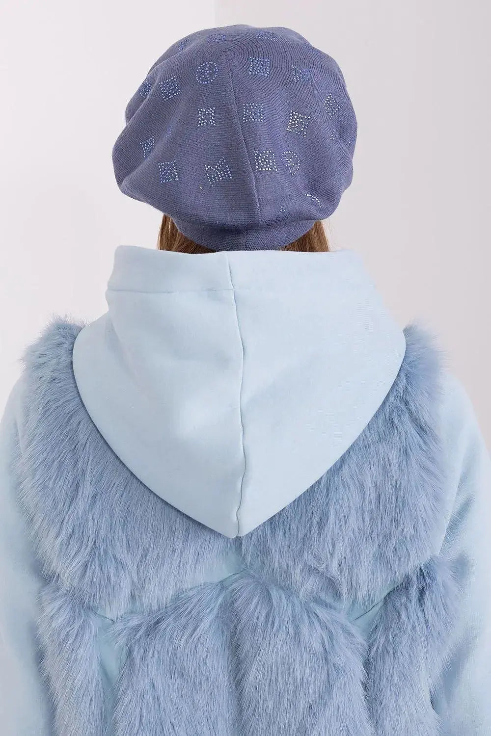 AT Knitted beret with interesting rhinestone application.  Adomoo