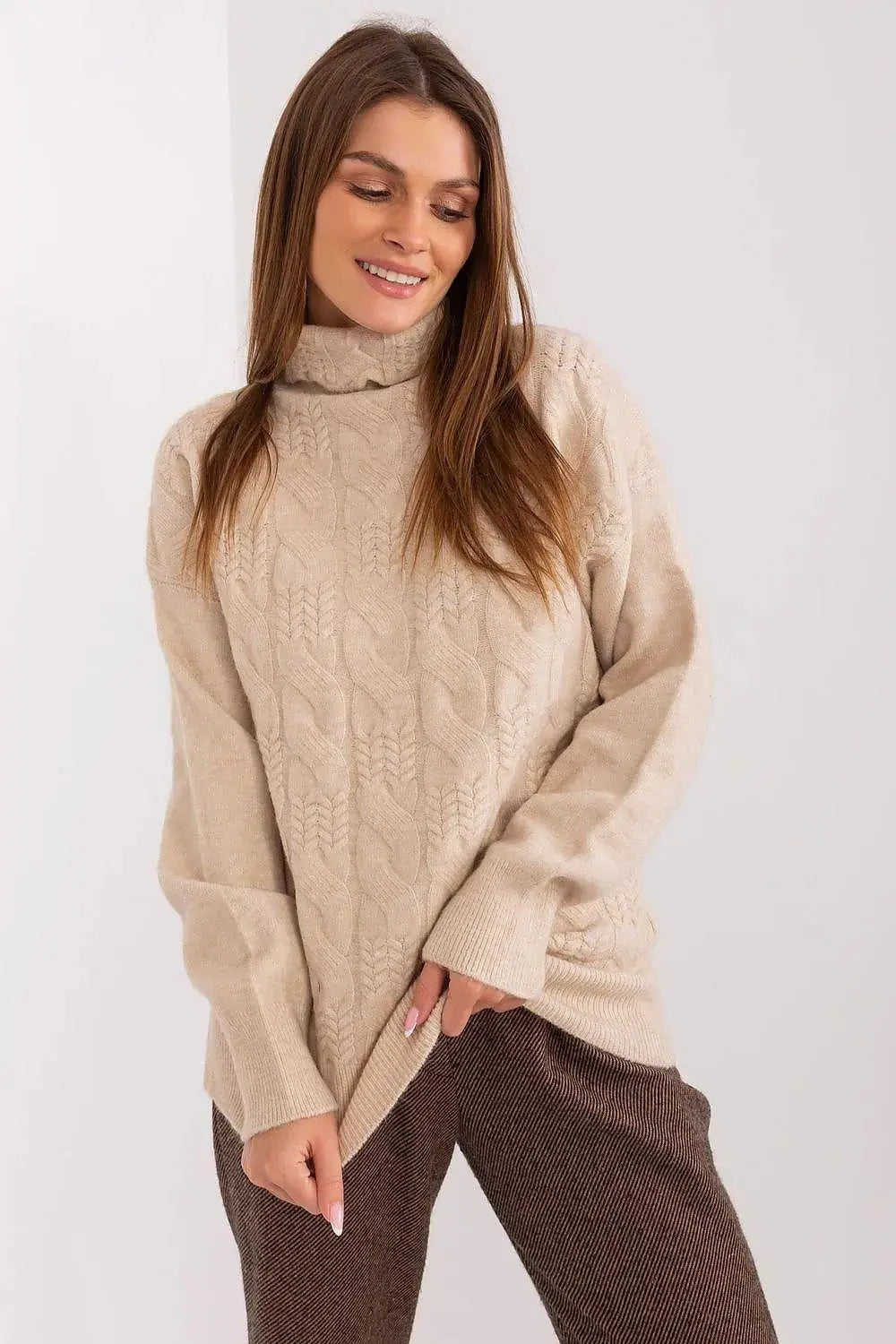 AT high-quality acrylic turtleneck sweater  Adomoo