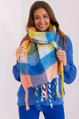 AT long colorful plaid Shawl  Adomoo