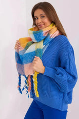 AT long colorful plaid Shawl  Adomoo