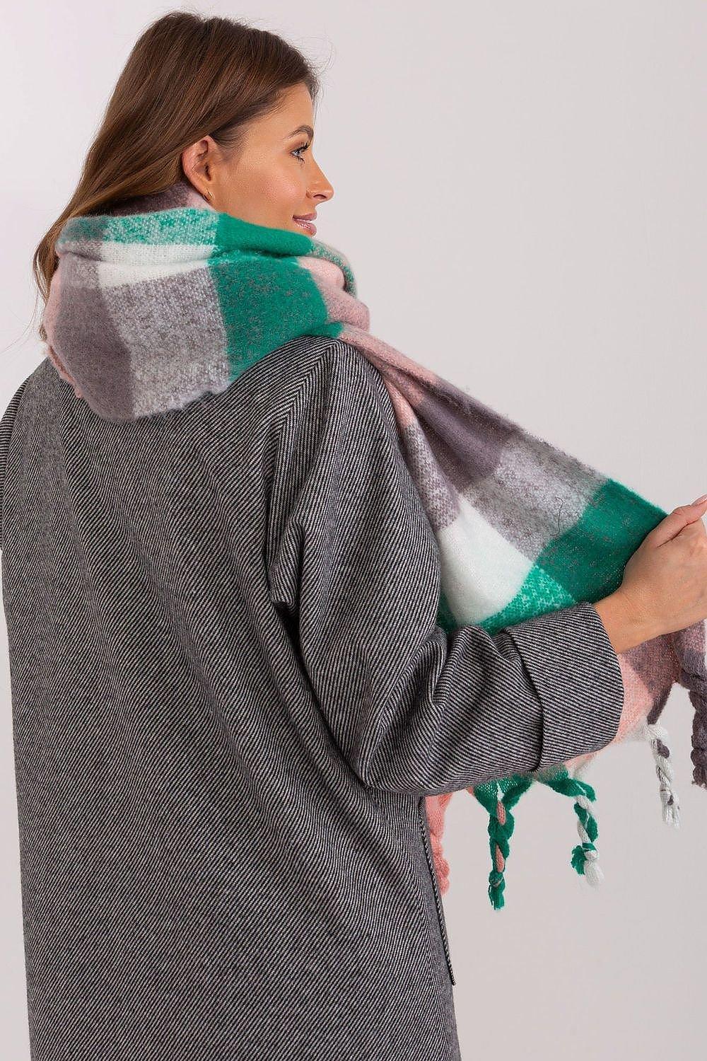 AT long colorful plaid Shawl  Adomoo