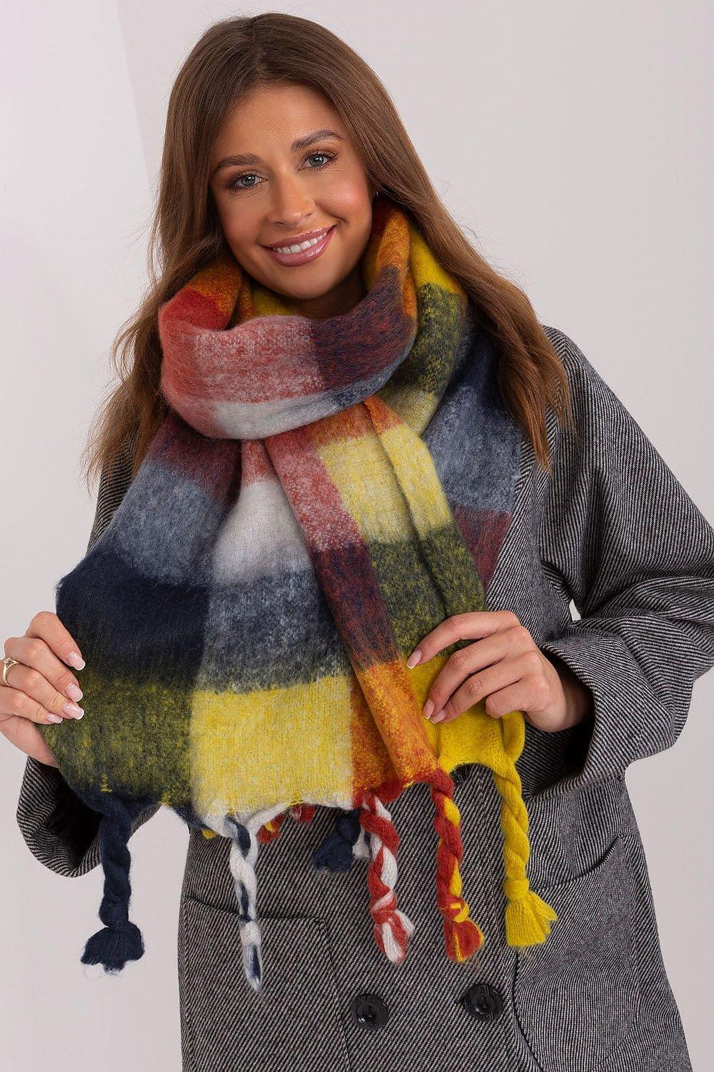 AT long colorful plaid Shawl  Adomoo