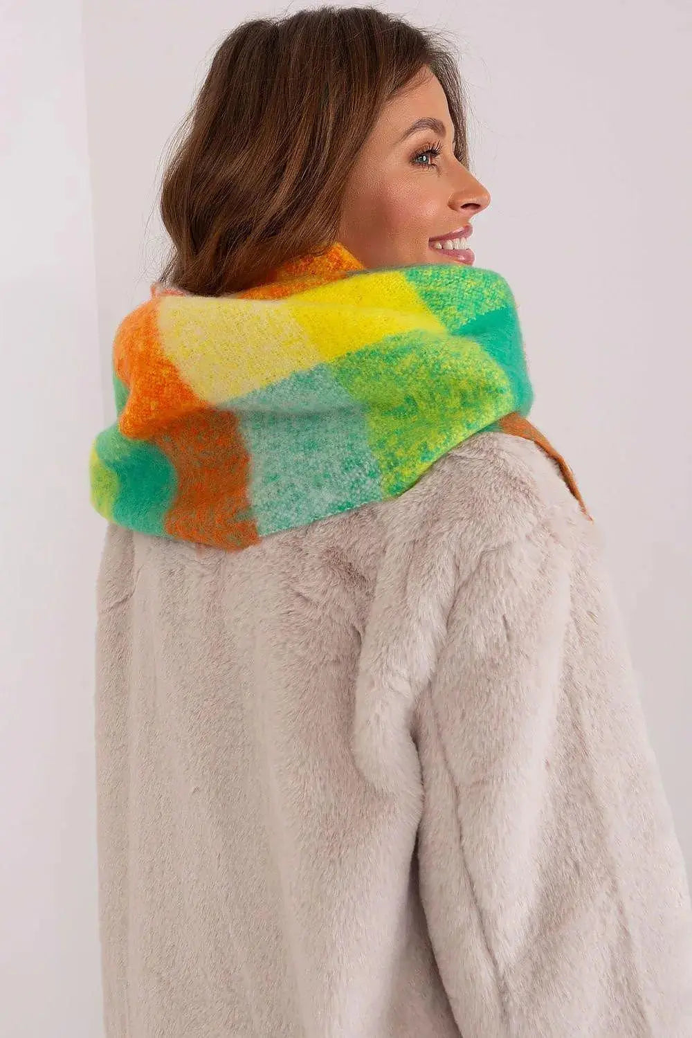 AT long colorful plaid Shawl  Adomoo