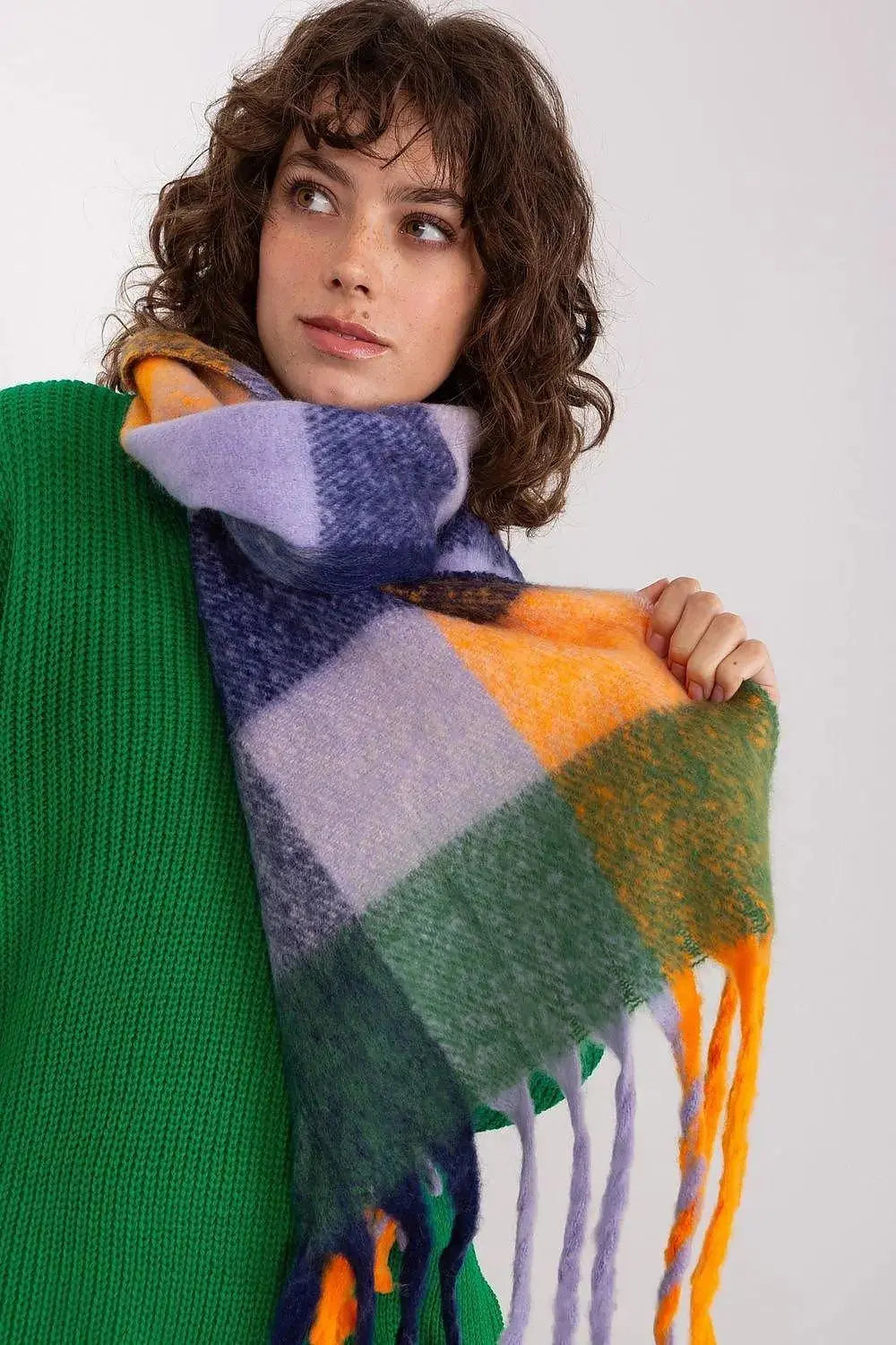 AT long colorful plaid scarf  Adomoo