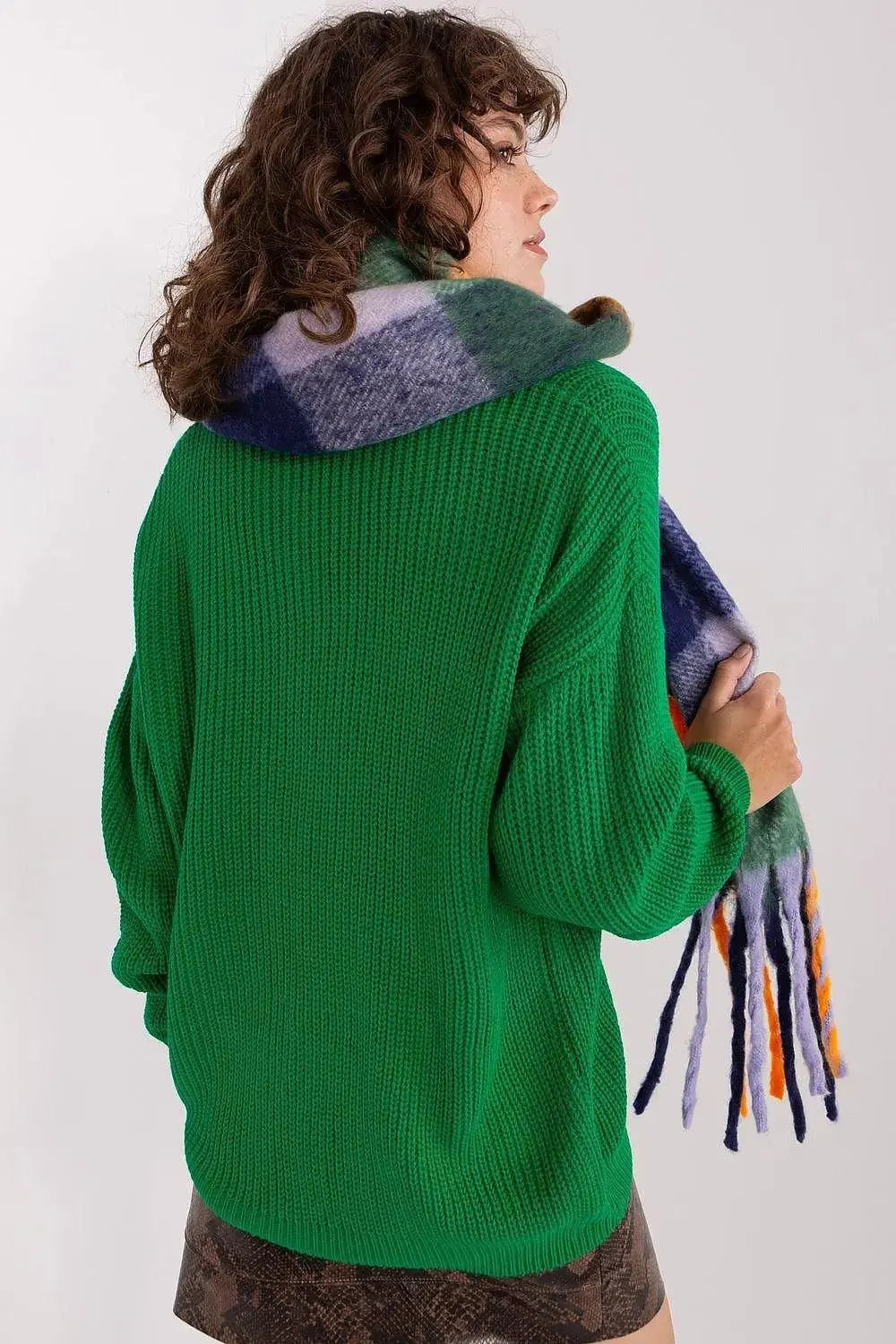 AT long colorful plaid scarf  Adomoo