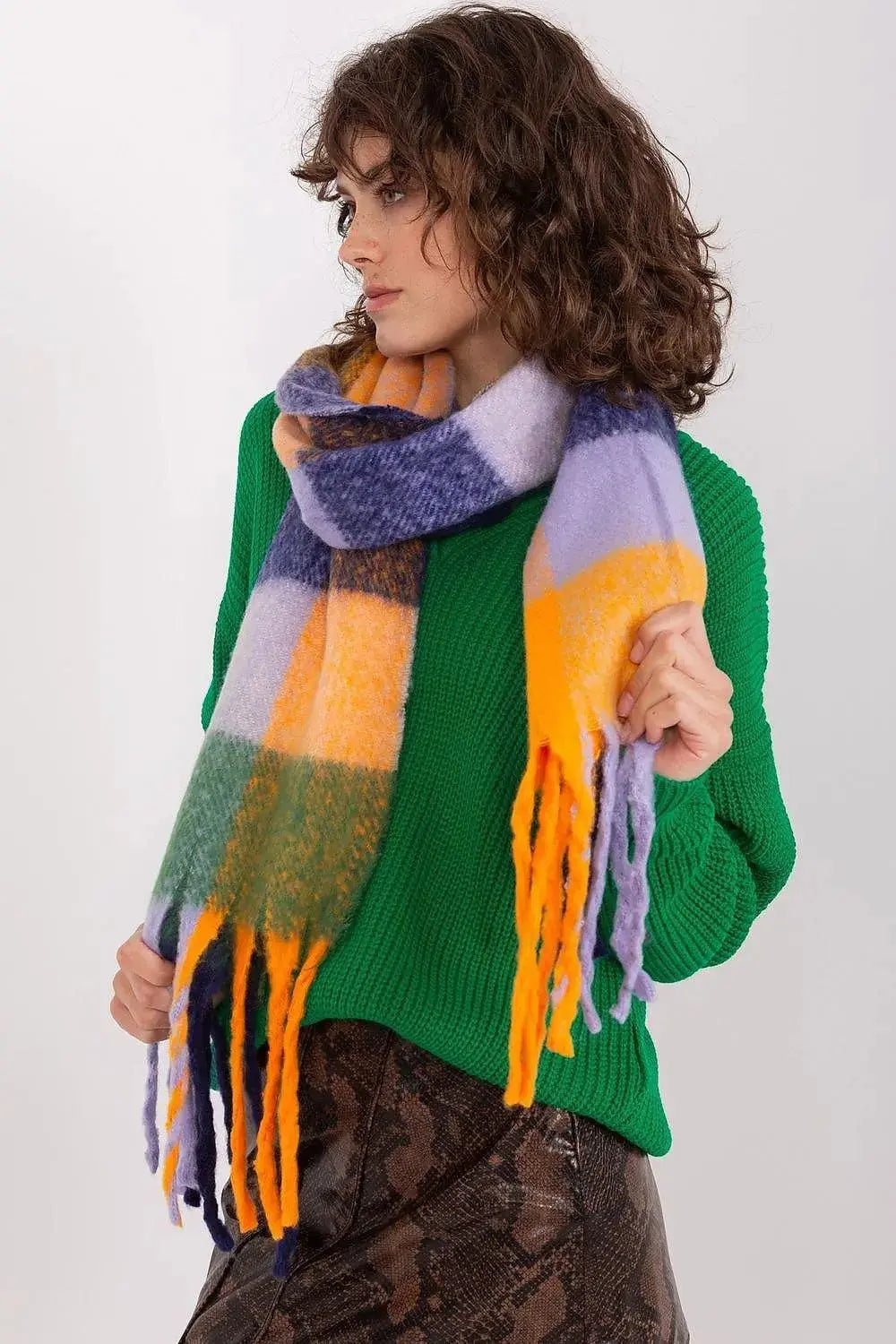 AT long colorful plaid scarf  Adomoo