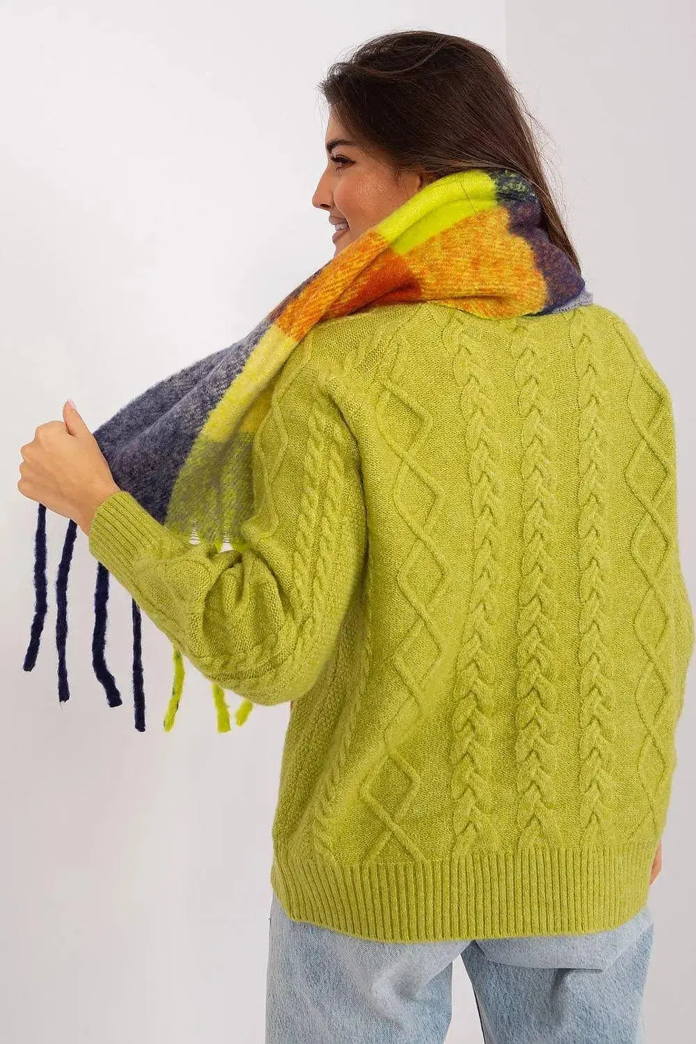 AT long colorful plaid scarf  Adomoo