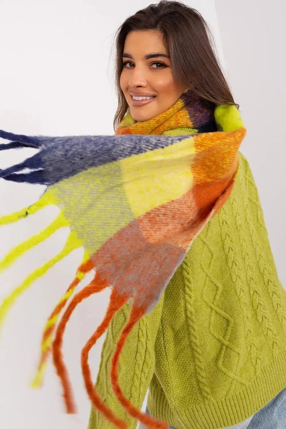 AT long colorful plaid scarf  Adomoo