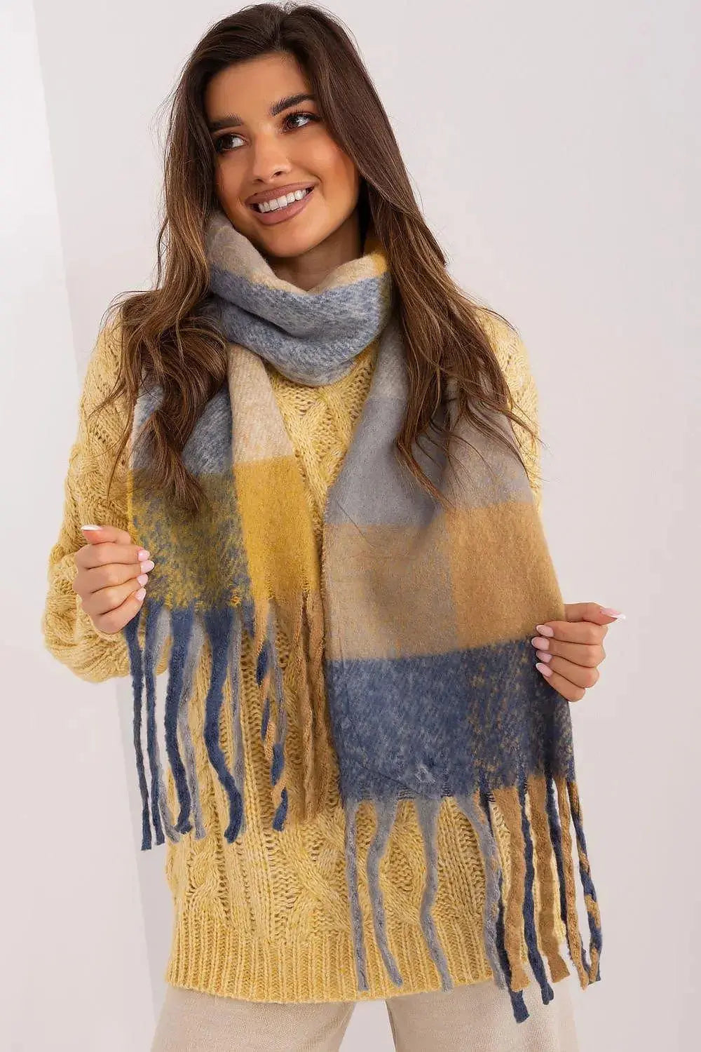 AT long colorful plaid scarf  Adomoo