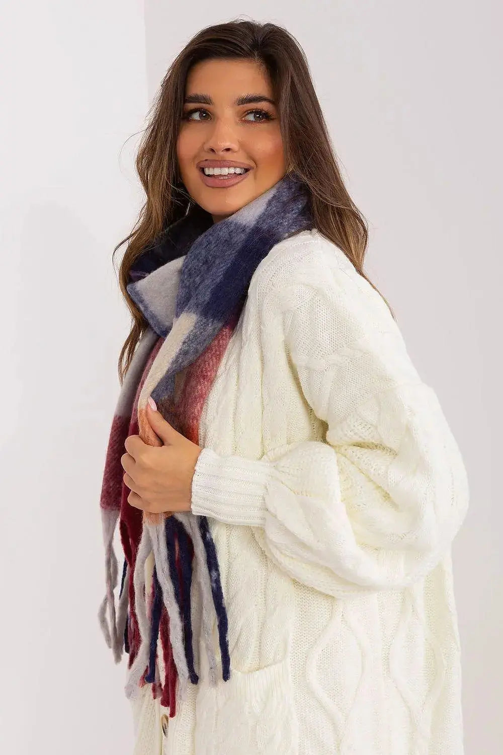 AT long colorful plaid scarf  Adomoo