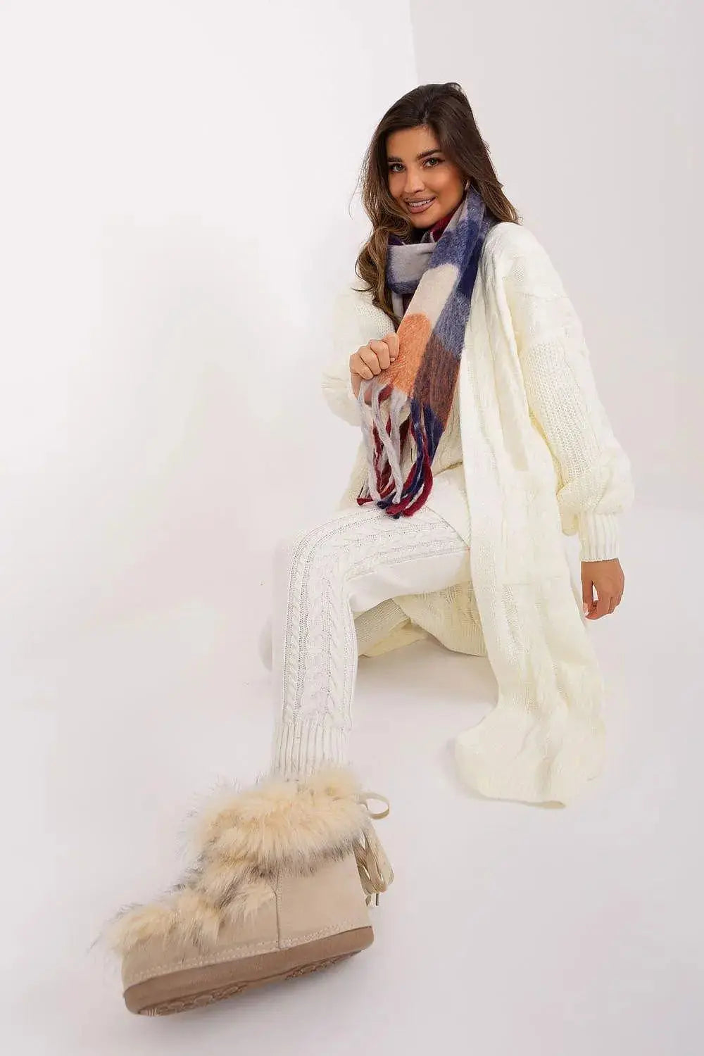 AT long colorful plaid scarf  Adomoo