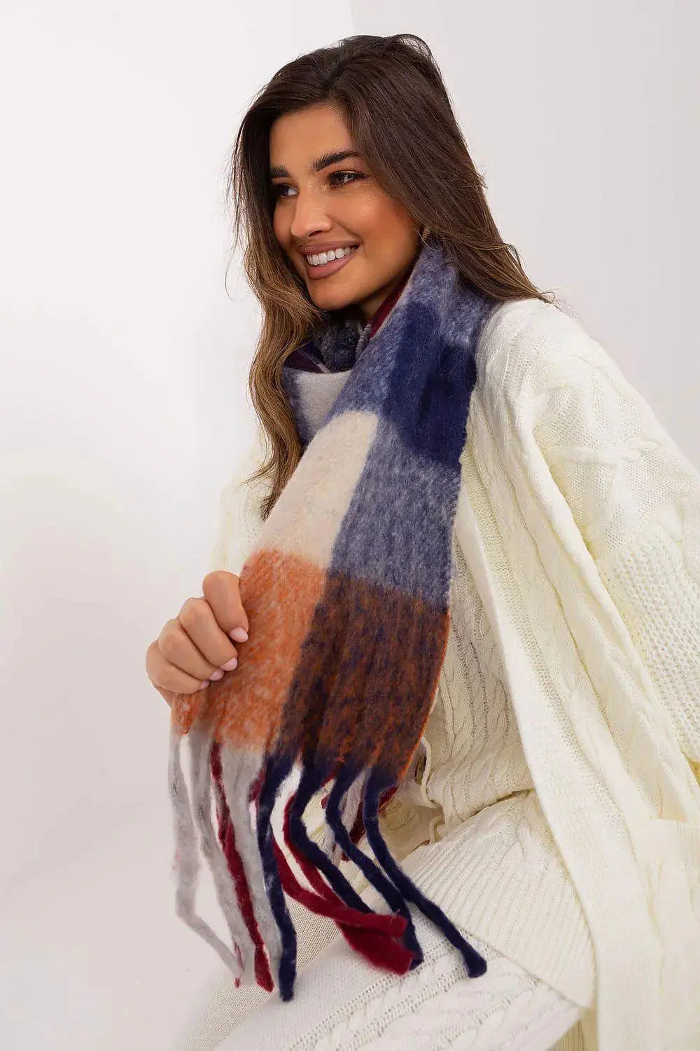 AT long colorful plaid scarf  Adomoo