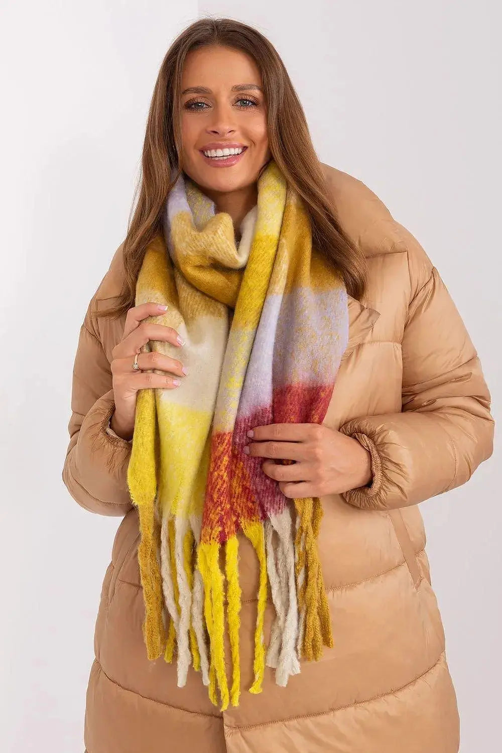 AT long colorful plaid scarf  Adomoo
