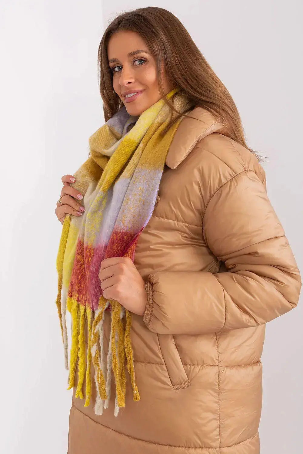 AT long colorful plaid scarf  Adomoo