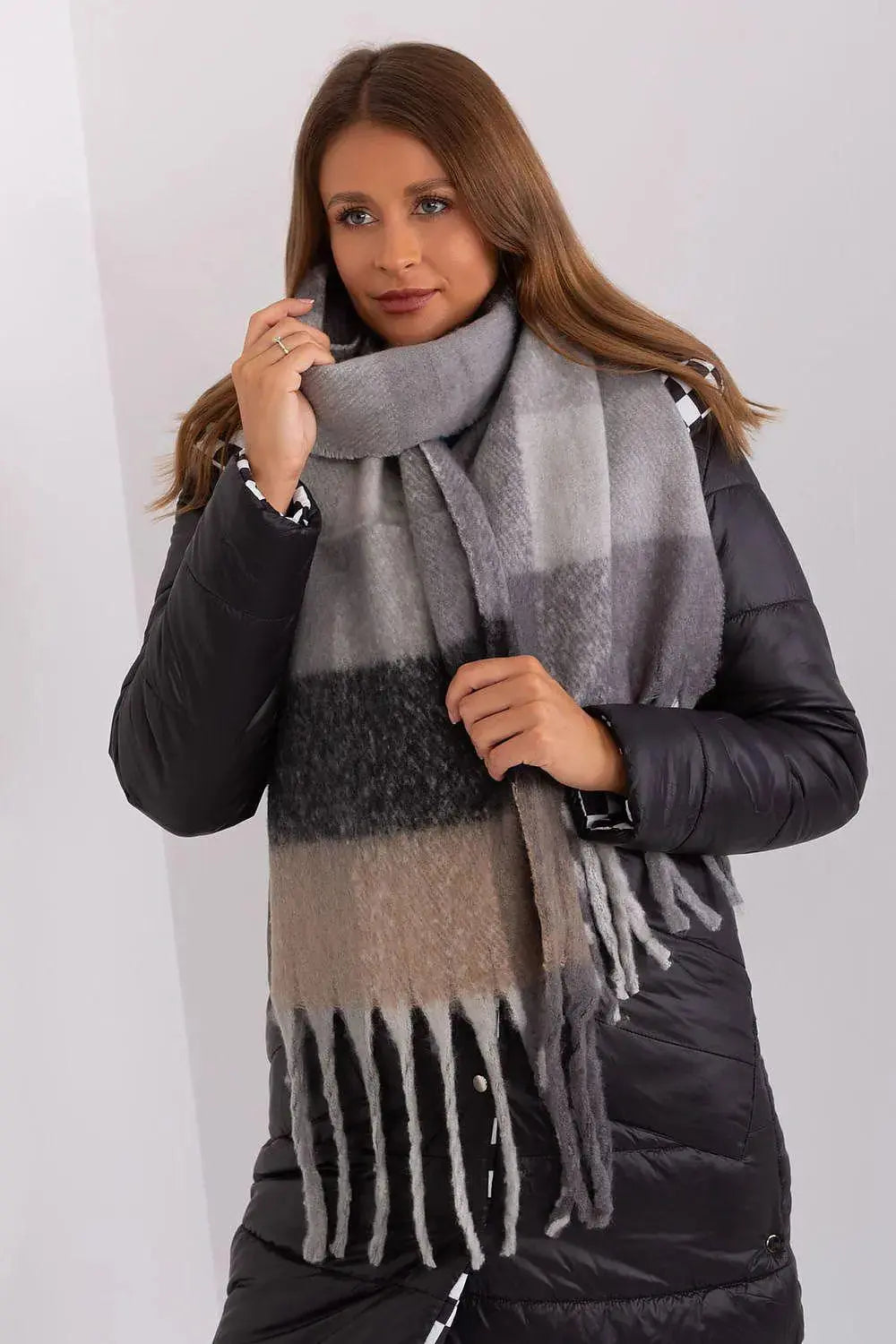 AT long colorful plaid scarf  Adomoo