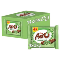 Aero Bubbly Peppermint Chocolate Bar 4 Pack Multipack 108g (Case of 14)  Adomoo