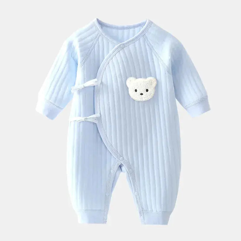 All Seasons Newborn Baby Boy Girl Romper 100% Pure Cotton Soft Cartoon Bear Bodysuit with Hat  Adomoo