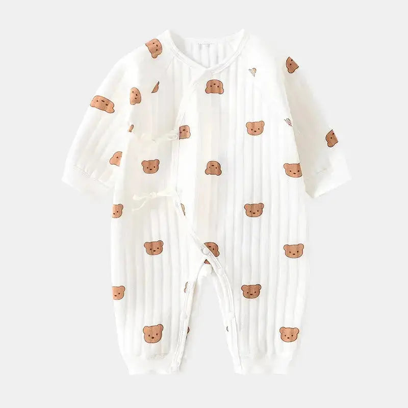 All Seasons Newborn Baby Boy Girl Romper 100% Pure Cotton Soft Cartoon Bear Bodysuit with Hat  Adomoo
