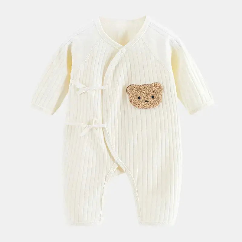 All Seasons Newborn Baby Boy Girl Romper 100% Pure Cotton Soft Cartoon Bear Bodysuit with Hat  Adomoo