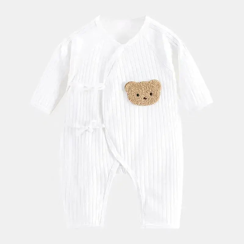All Seasons Newborn Baby Boy Girl Romper 100% Pure Cotton Soft Cartoon Bear Bodysuit with Hat  Adomoo