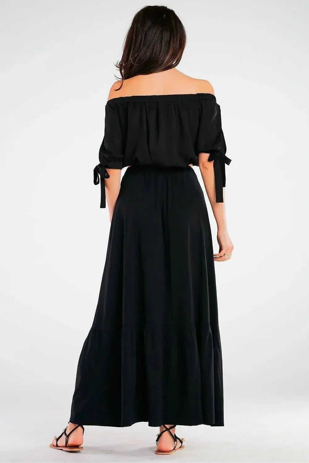 Awama elastic waist long maxi skirt  Adomoo